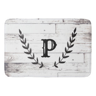 Rustic White Wood Shabby Chic Laurel Country Bath Mat