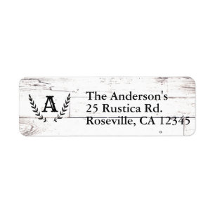 Rustic White Wood Shabby Chic Laurel Wedding Label