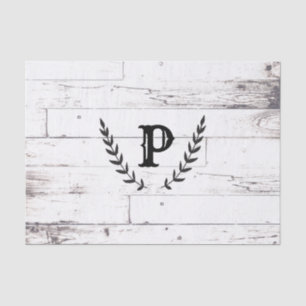 Rustic White Wood Shabby Chic Laurel Wedding Tissue Paper