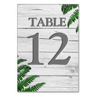 Rustic White Wood Typography Greenery Table Number
