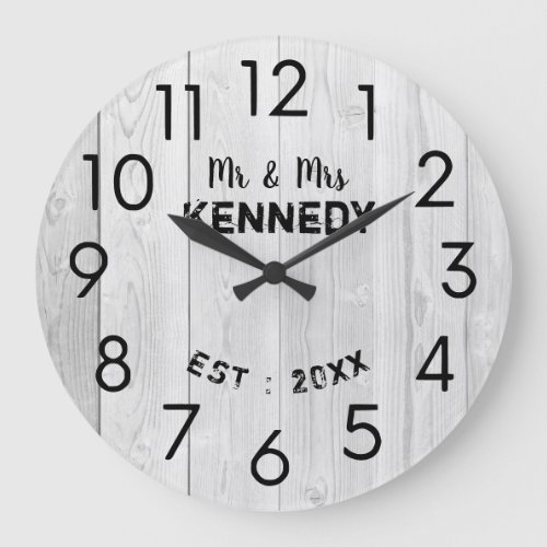 Rustic White Wood  Wedding Anniversary  Large Clock