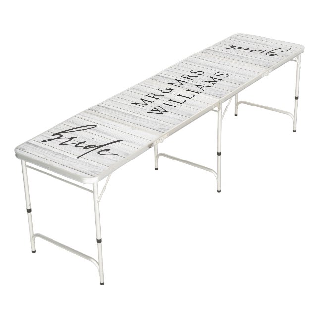 Rustic White Wood Wedding Beer Pong Table (Angled)
