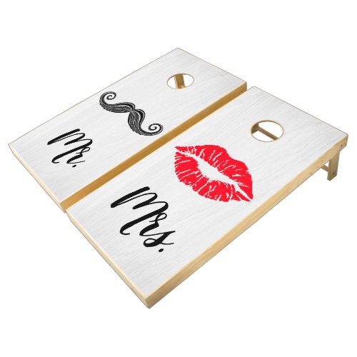 Rustic White Wood Wedding Game Cornhole Set