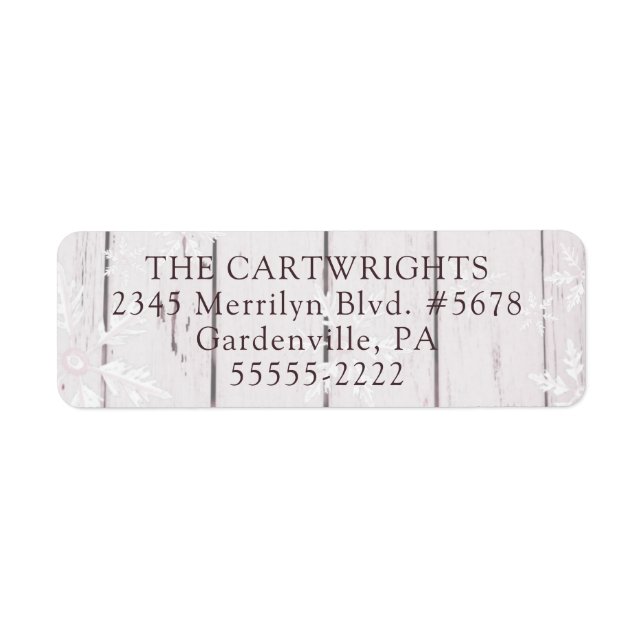 Rustic White Wood Winter Snowflakes Label (Front)