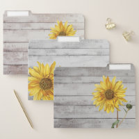 Rustic White Wood with Sunflowers File Folders