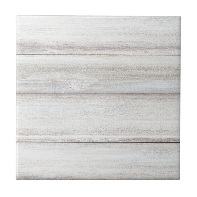Rustic White Wood Wooden Look Ceramic Tile (Front)