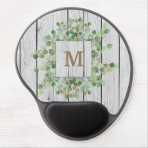 Rustic White Woodboard Monogram Mouse Pad