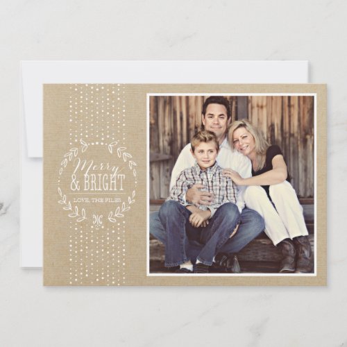 Rustic White Wreath Holiday Photo Card