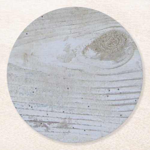 Rustic Whitewashed Board Round Paper Coaster