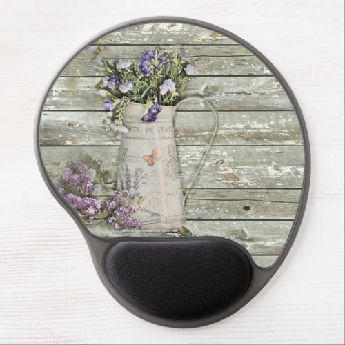 rustic whitewashed wood farmhouse lavender gel mouse pad