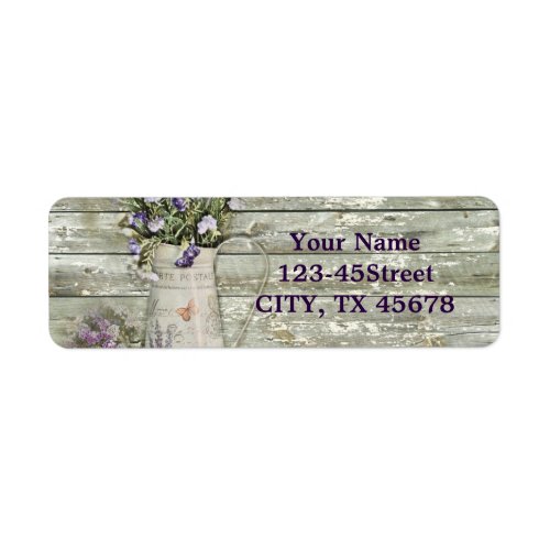 rustic whitewashed wood farmhouse lavender label