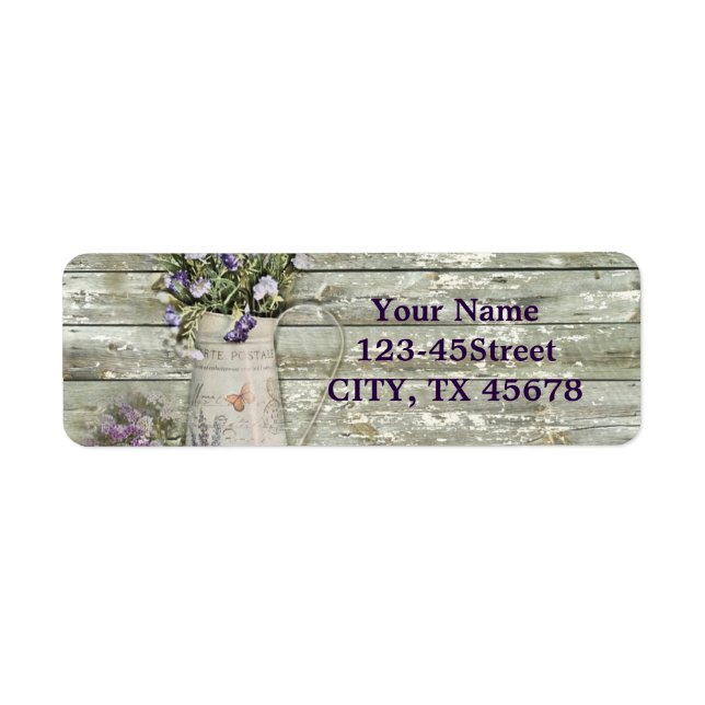 rustic whitewashed wood farmhouse lavender label (Front)
