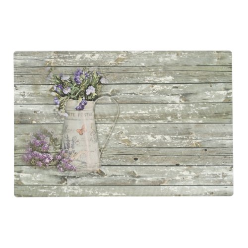 rustic whitewashed wood farmhouse lavender placemat
