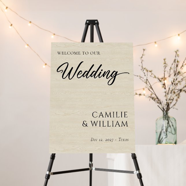 Rustic Whitewashed Wood Wedding Welcome Sign (In Situ (Stand))