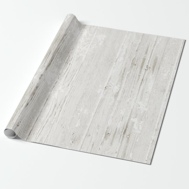 Rustic Whitewashed Wood Wrapping Paper (Unrolled)