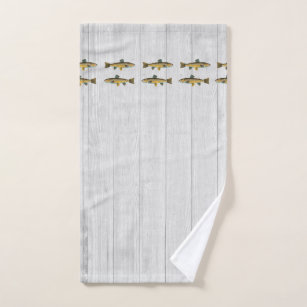 Rustic Whitewood Trout fish vintage watercolor  Hand Towel