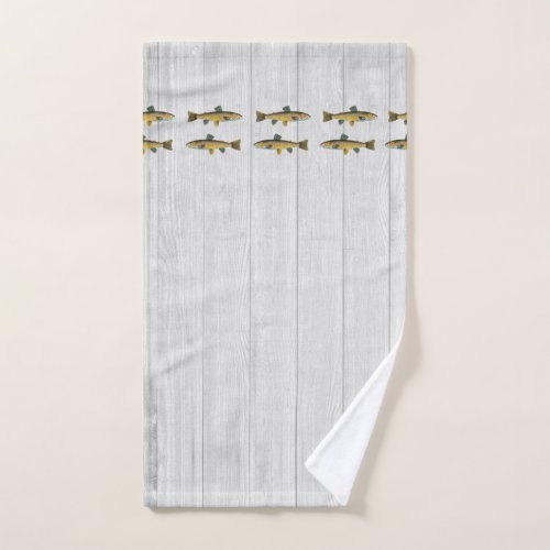 Rustic Whitewood Trout fish vintage watercolor  Hand Towel