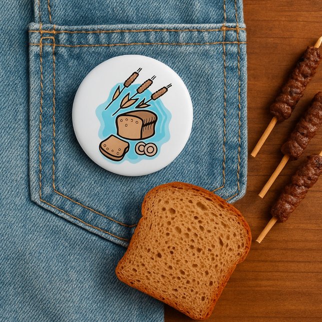 Rustic Whole Grain Bread Farmhouse Food Button (Creator Uploaded)