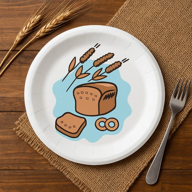 Rustic Whole Grain Bread Farmhouse Food Paper Plates (Creator Uploaded)