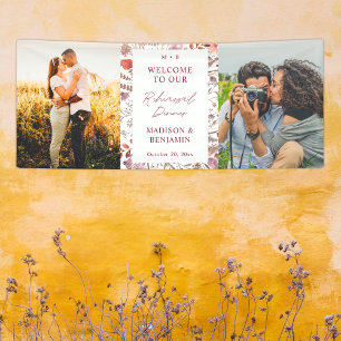 Rustic Widlflowers Photo Rehearsal Dinner Welcome Banner
