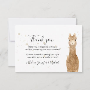 Rustic wild animal alpaca llama Thank You Card