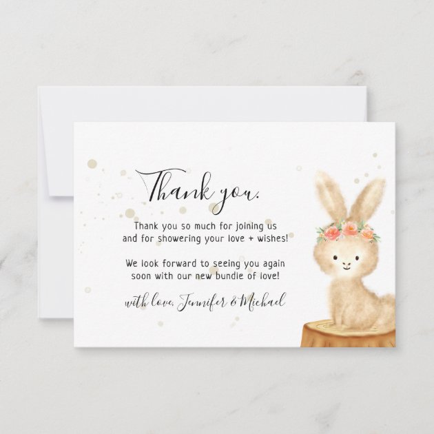 Rustic wild animal bunny rabbit cute Thank You Card