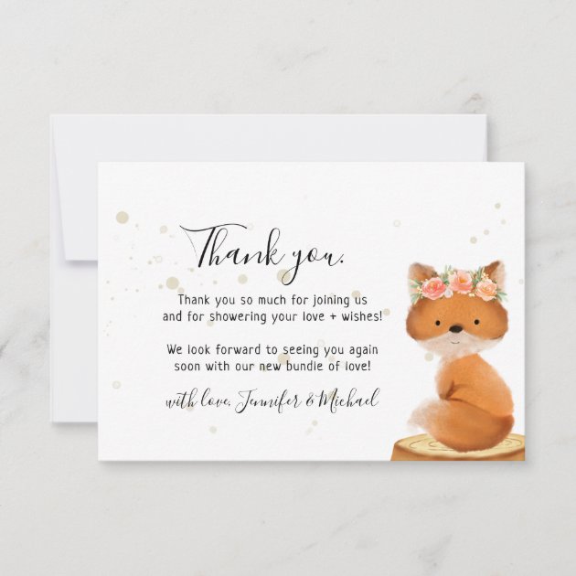 Rustic wild animal FOX Thank You Card