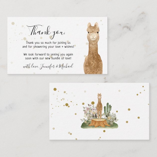 Rustic wild animals alpaca llama Thank You Enclosure Card