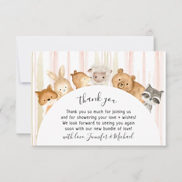 Rustic wild animals Thank You Card