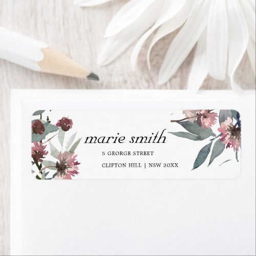 RUSTIC WILD CHIC PINK EUCALYPTUS FLORAL ADDRESS LABEL