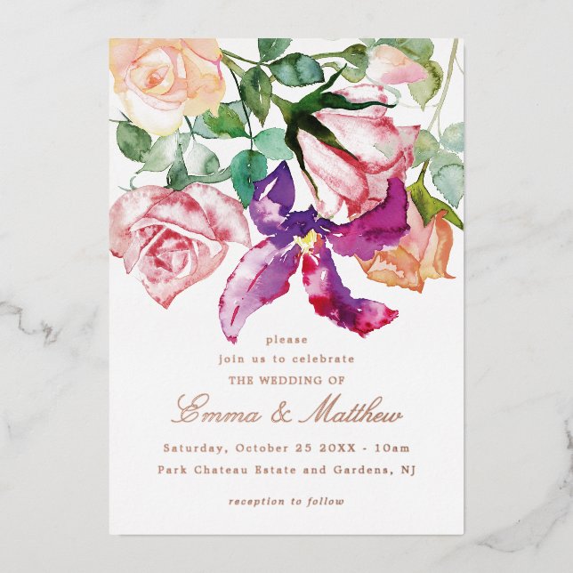 Rustic Wild Elegance Wedding Foil Invitation (Front)