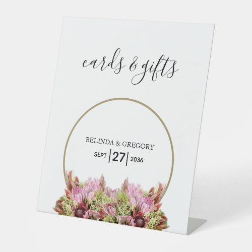 Rustic Wild Flower Bouquet Wedding Cards  Gifts Pedestal Sign