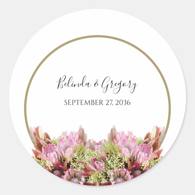 Rustic Wild Flower Bouquet Wedding Classic Round Sticker (Front)