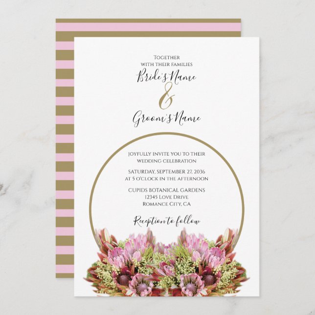 Rustic Wild Flower Bouquet Wedding Invitations (Front/Back)