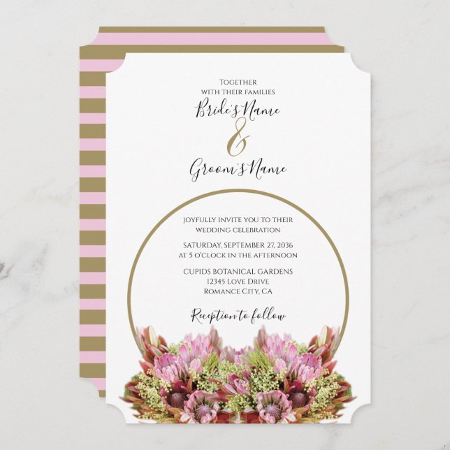 Rustic Wild Flower Bouquet Wedding Invitations (Front/Back)