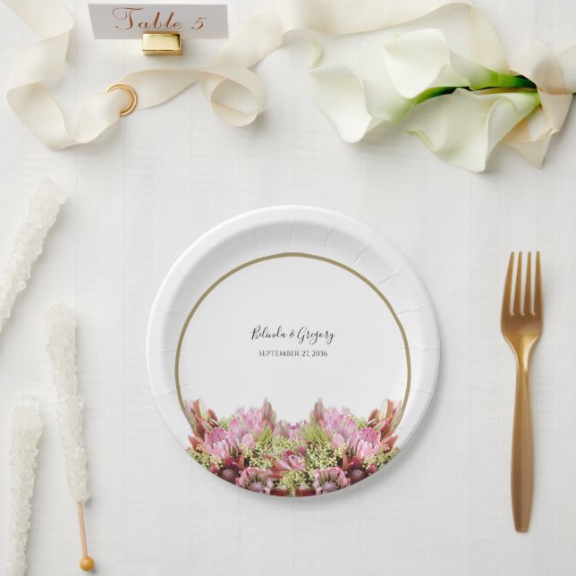 Rustic Wild Flower Bouquet Wedding Paper Plates (Wedding)