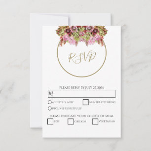 Rustic Wild Flower Bouquet Wedding RSVP Card