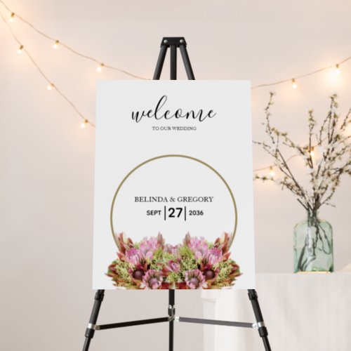 Rustic Wild Flower Bouquet Wedding Welcome Sign