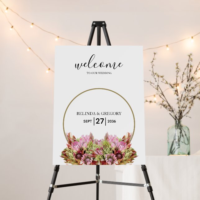 Rustic Wild Flower Bouquet Wedding Welcome Sign (In Situ (Stand))
