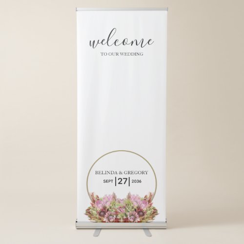 Rustic Wild Flower Bouquet Wedding Welcome Sign