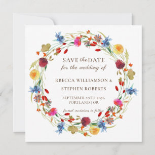 Rustic Wild Flower Wedding Save the Date Invitati Invitation