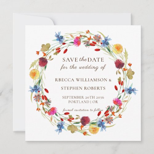 Rustic Wild Flower Wedding Save the Date  Invitati Invitation