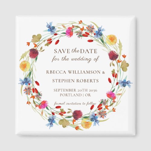 Rustic Wild Flower Wedding Save the Date  Magnet