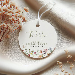 Rustic Wild Flowers Bridal Shower Thank You Circle Favor Tags