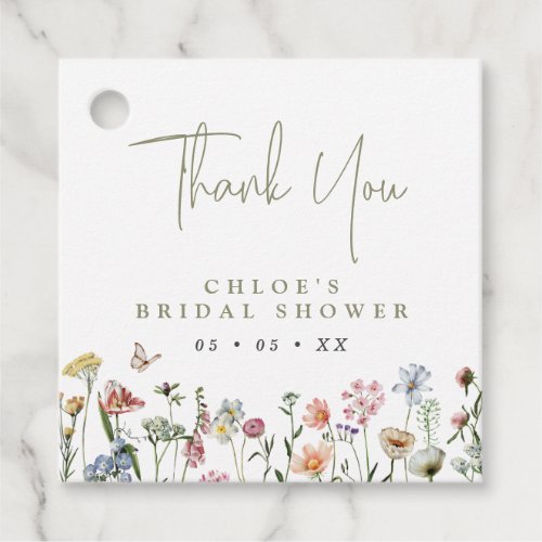 Rustic Wild Flowers Bridal Shower Thank You Favor Tags