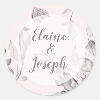 Rustic Wild Flowers Wedding Classic Round Sticker
