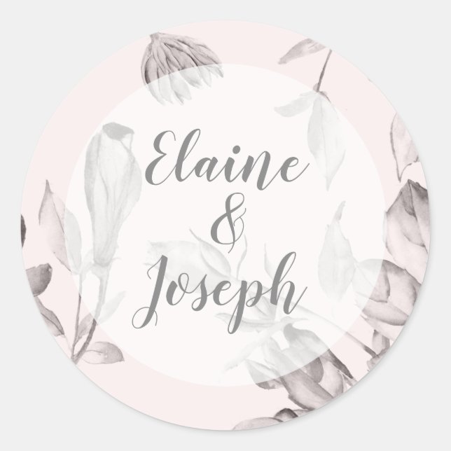 Rustic Wild Flowers Wedding Classic Round Sticker (Front)