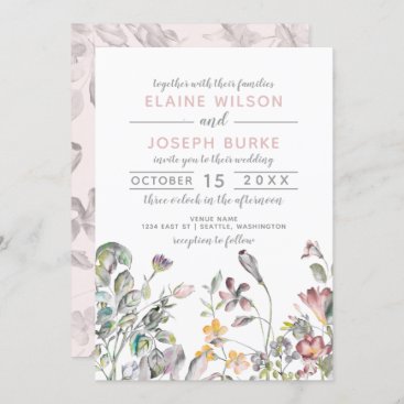 Rustic Wild Flowers Wedding Invitation