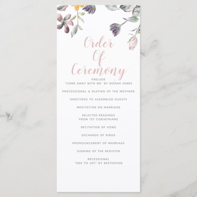 Rustic Wild Flowers Wedding Program (Front)