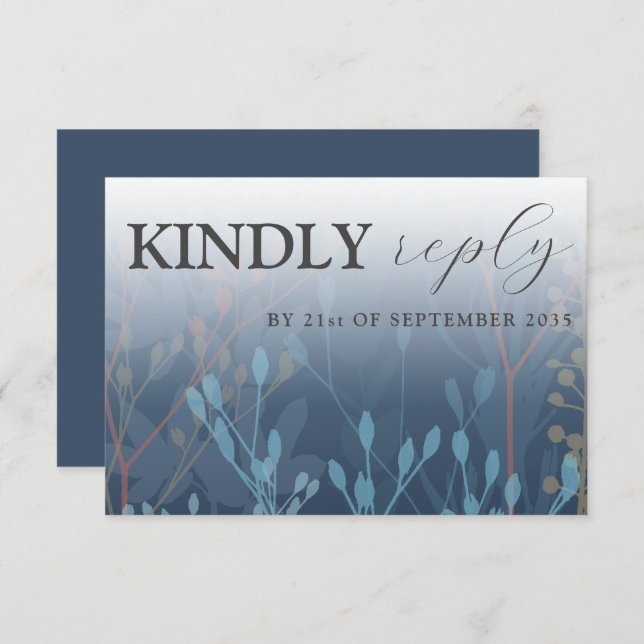 Rustic Wild Grasses Blue RSVP Wedding (Front/Back)